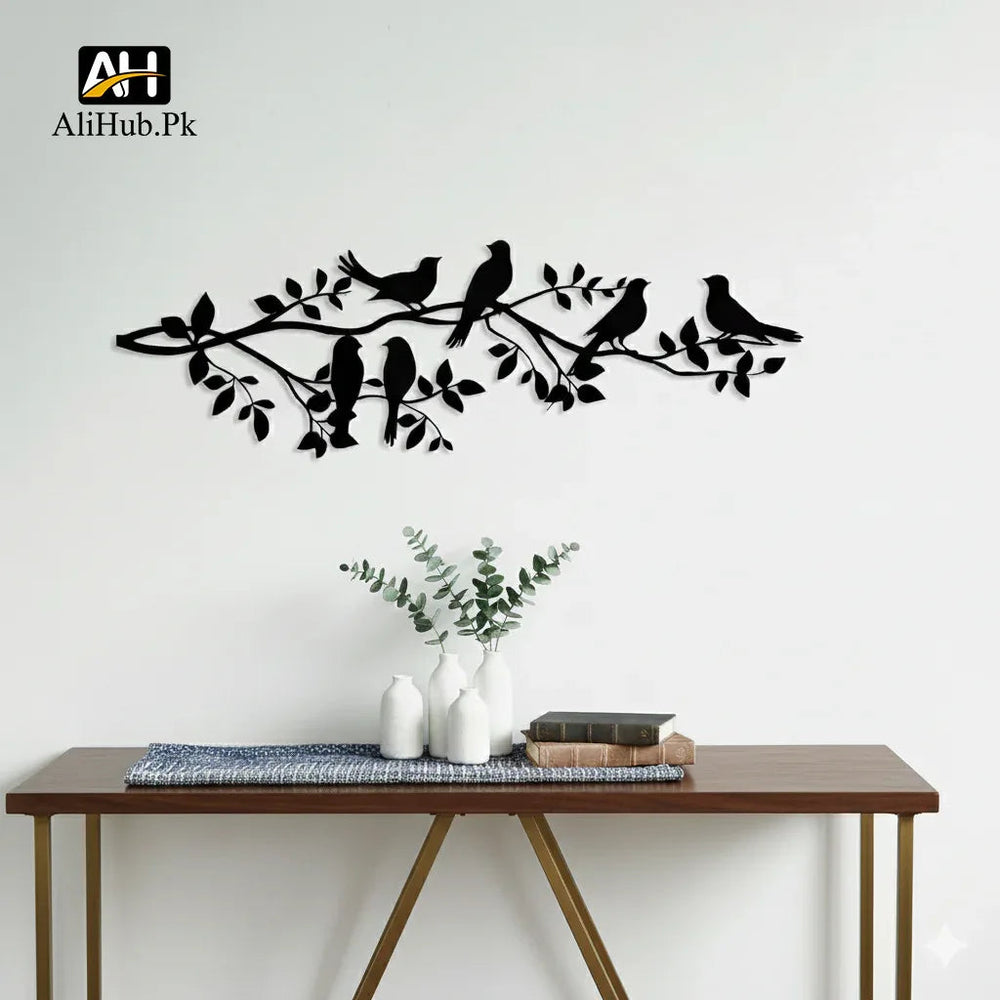 Birds on Branch | Tree Wooden Wall Decor - Alihub