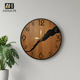 Decorative Wooden Frameless Wall Clock 2 Layer Black & Brown Color - Alihub