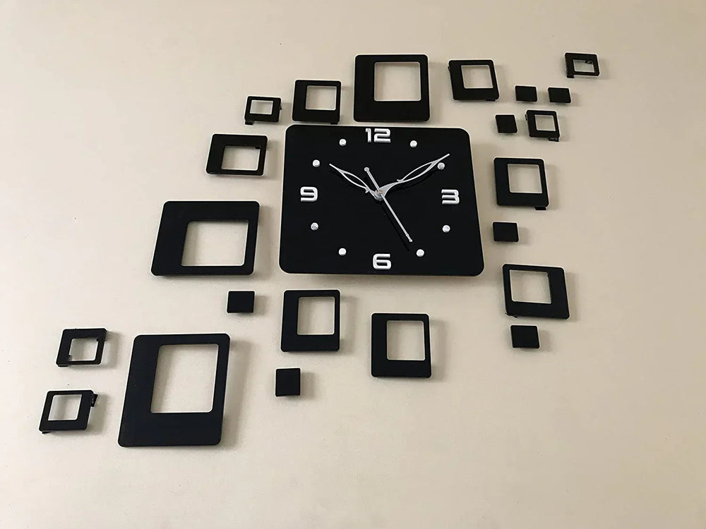 Square Patterned Romen & Number Wall Clock - Alihub