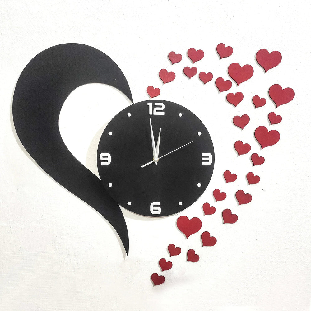 Heart Wall Clock Black, Red Big Size - Alihub