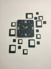 Square Patterned Romen & Number Wall Clock