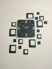 Square Patterned Romen & Number Wall Clock - Alihub