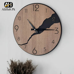 Decorative Wooden Frameless Wall Clock 2 Layer Black & Brown Color