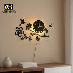 Creative Flower, Bird & Butterfly Design Wall Clock - Alihub