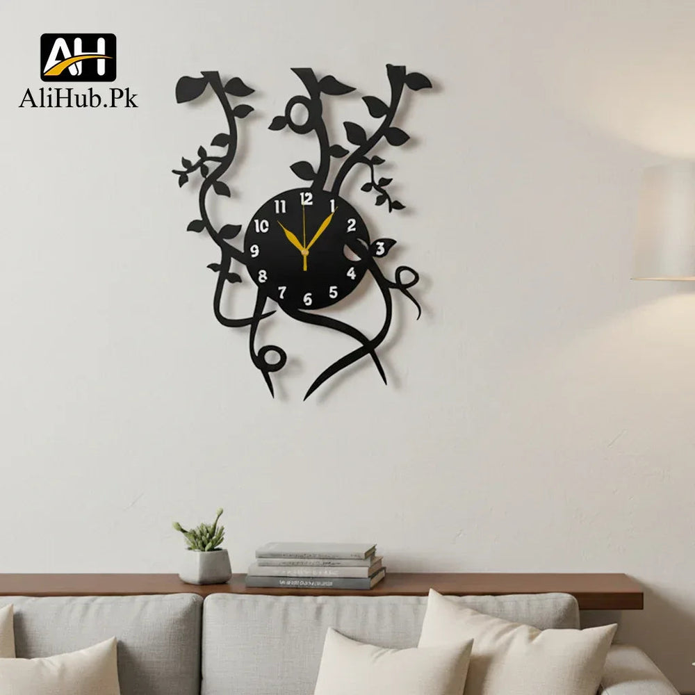Artistic Nature-Inspired Wooden wall Clock - Alihub