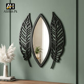 Wooden Leaf Shape Decorative Acrylic Mirror