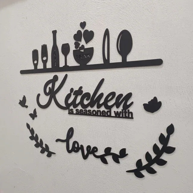 Kitchen is Seasoned with Love Wooden Wall Art - Alihub