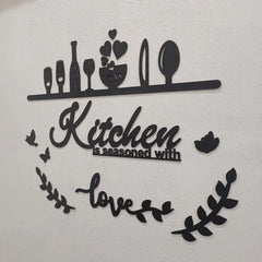 Kitchen is Seasoned with Love Wooden Wall Art