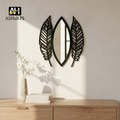 Wooden Leaf Shape Decorative Acrylic Mirror