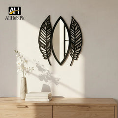 Wooden Leaf Shape Decorative Acrylic Mirror - Alihub