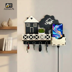Home Sweet Black & White Wooden Key Holder - Alihub