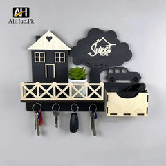 Home Sweet Black & White Wooden Key Holder - Alihub
