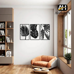 Set of 3 Tropical Leaves Wooden Wall Decor