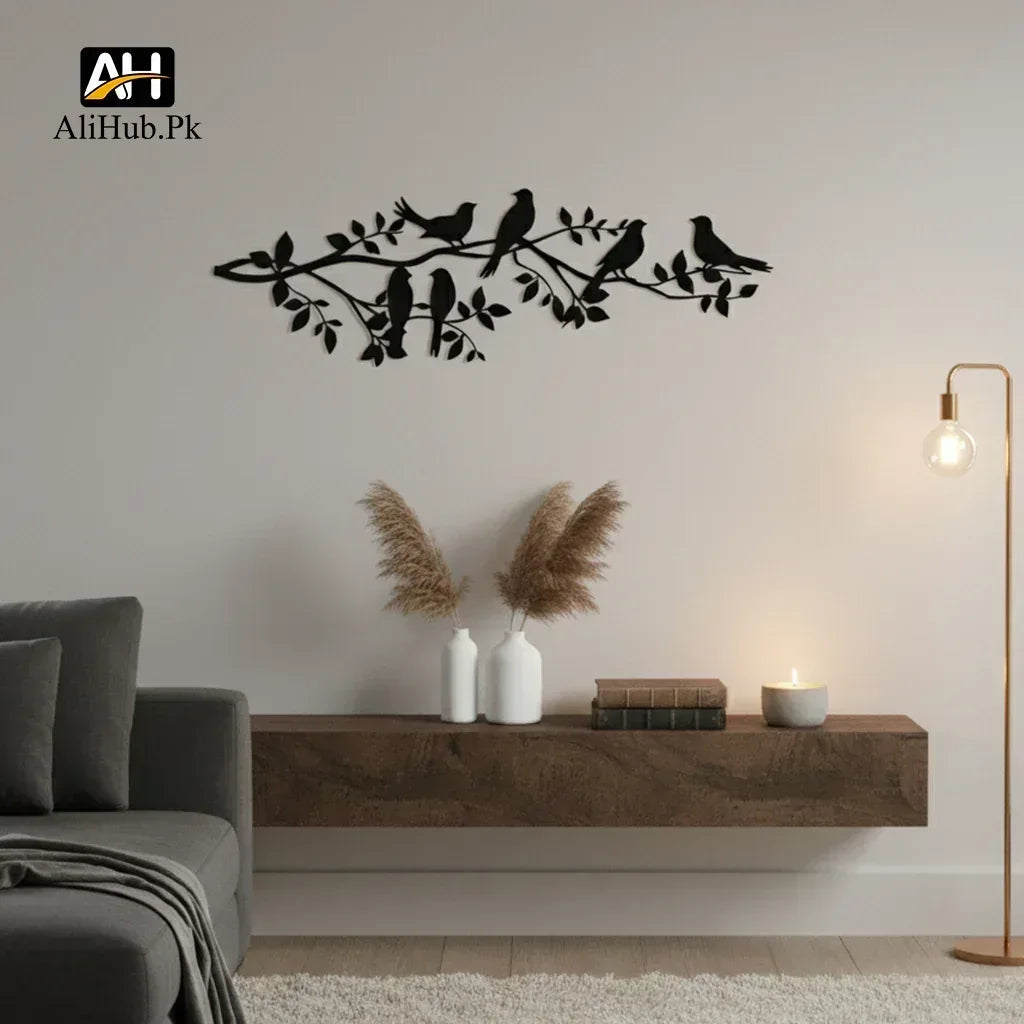 Birds on Branch | Tree Wooden Wall Decor - Alihub