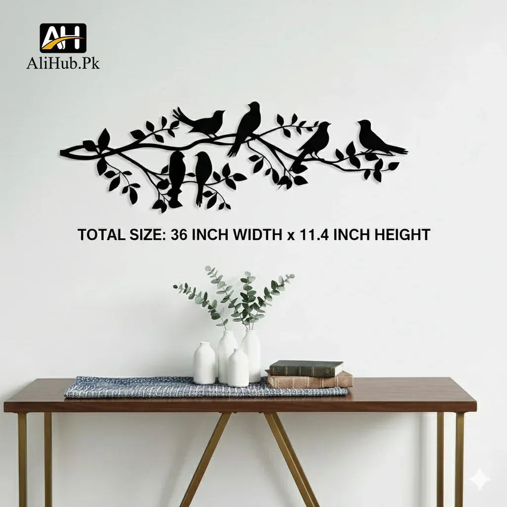 Birds on Branch | Tree Wooden Wall Decor - Alihub