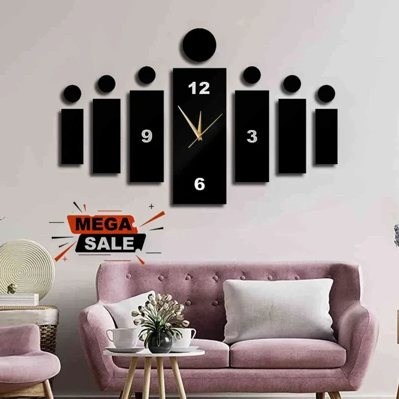 Creative 30in x 13in Wooden Wall Clock - Alihub