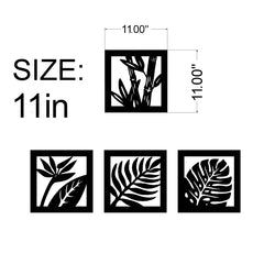 4 PCs Wooden Square Tree Leaf Wall Art Panel Wooden Frames
