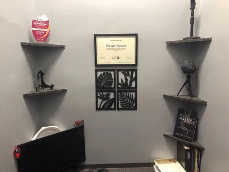 4 PCs Wooden Square Tree Leaf Wall Art Panel Wooden Frames