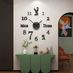 Big Size Clock With 12 Inch(Clock Hands) 3D Diy Wooden Digits Wall Clock