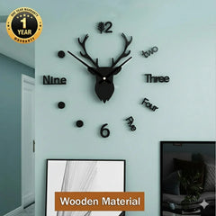 Big Size Clock With 12 Inch(Clock Hands) 3D Diy Wooden Digits Wall Clock(#123)