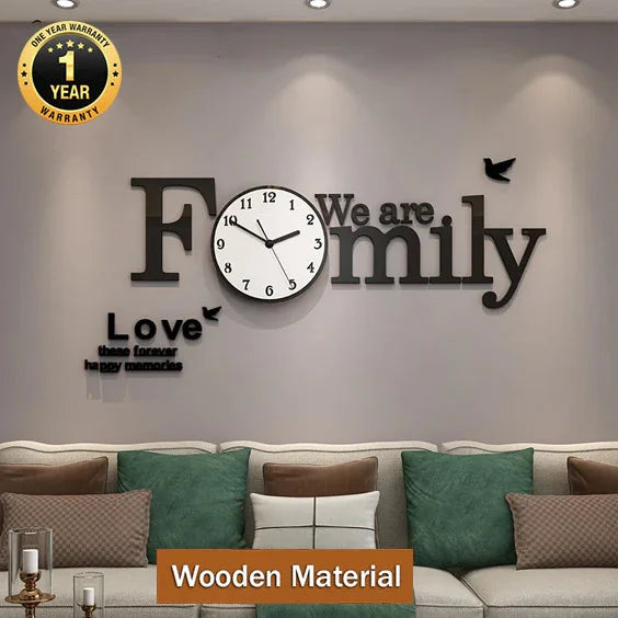 Family Clock Creative Design Large 3D Wall Adhesive Clock Wall Big Watch