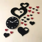 Heart shap Wall Clock Black & Red