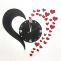 Heart Wall Clock Black, Red Big Size
