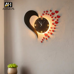 Heart Wall Clock Black, Red Big Size