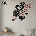 Heart shap Wall Clock Black & Red