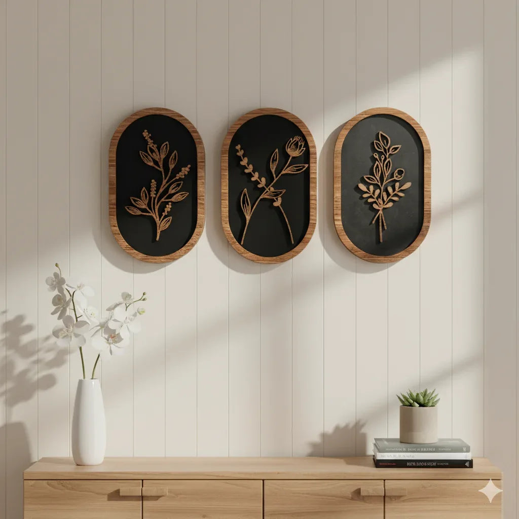 3 PCs Boho Wooden Wall Decor