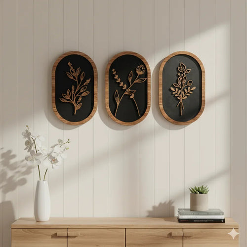 3 PCs Boho Wooden Wall Decor