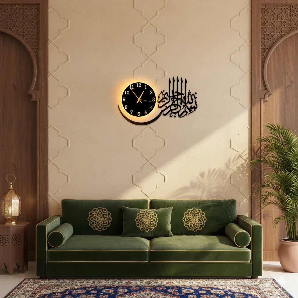 Bismillah Wooden Wall Clock