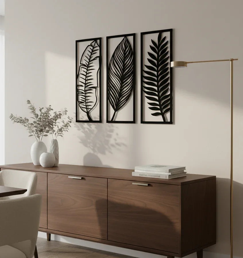 3 Leaf Frame Wooden Wall Art