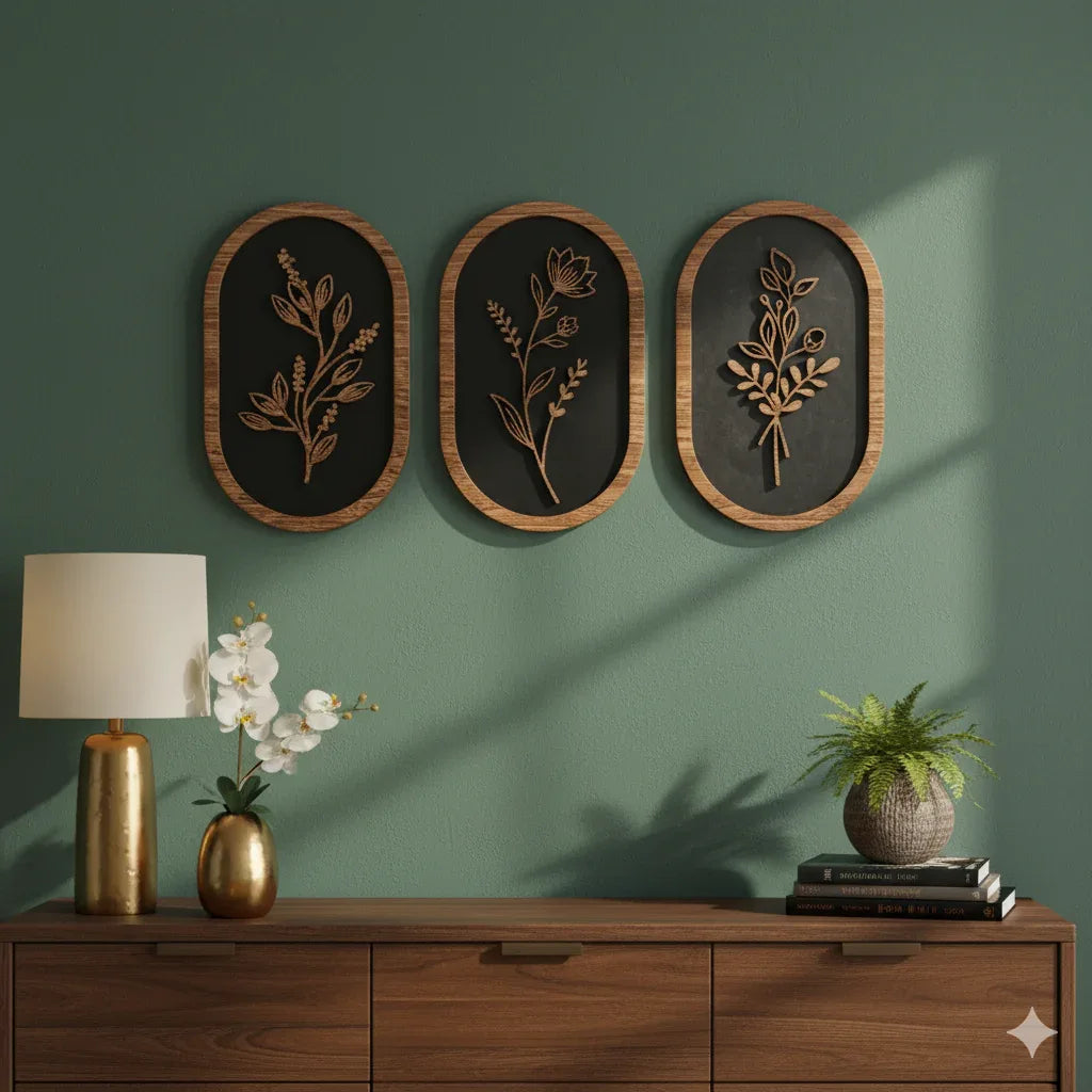 3 PCs Boho Wooden Wall Decor