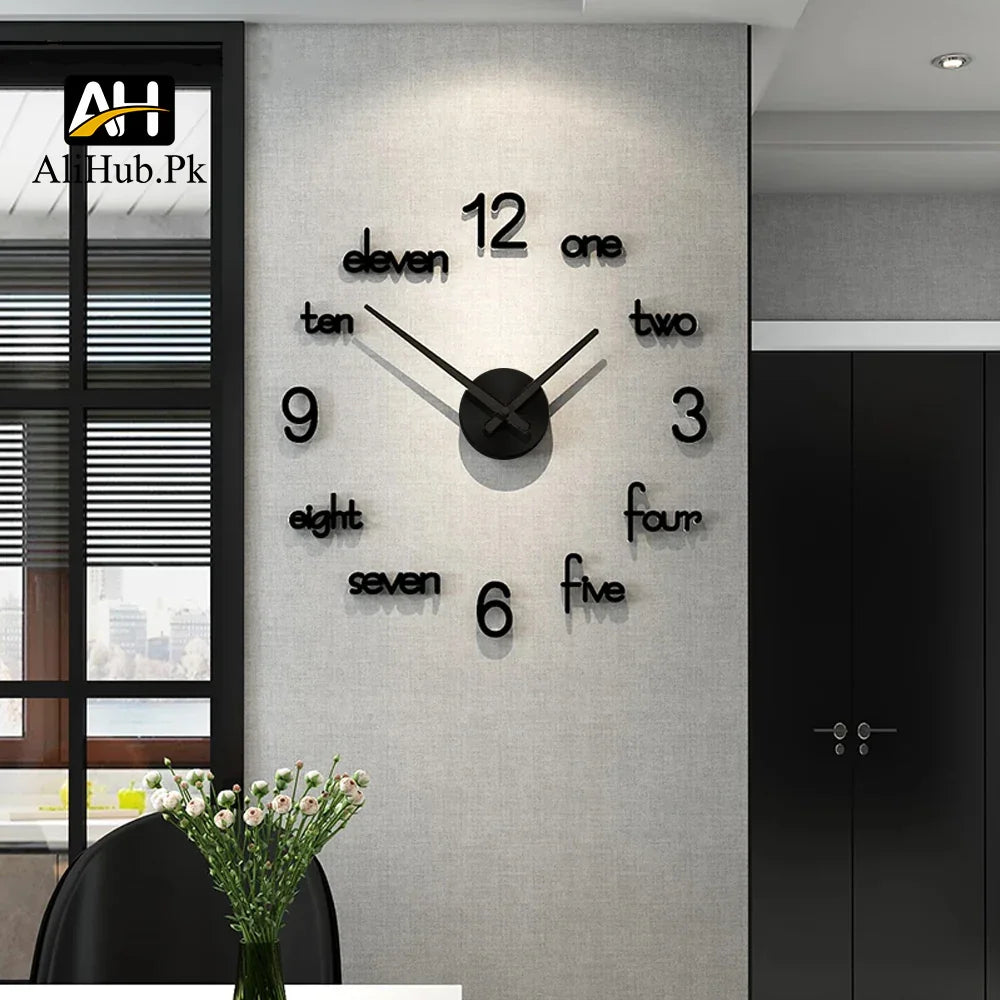 Big Size With 12 Inch Needles Designer 3D Wall Clocks – Elegant Home Décor