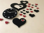Heart shap Wall Clock Black & Red