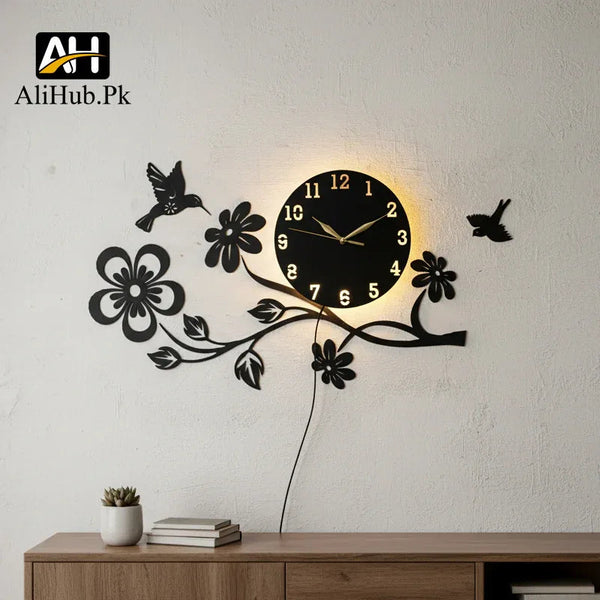 Creative Flower, Bird & Butterfly Design Wall Clock