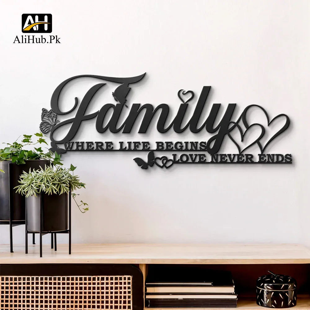 Family Butterfly Wall Art Word Sign Wall Decoration - Alihub