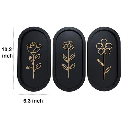 3 Piece Wooden Floral Wall Art Set