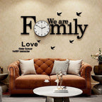 Family Clock Creative Design Large 3D Wall Adhesive Clock Wall Big Watch