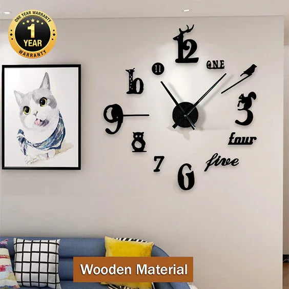 Big Size Clock With 12 Inch(Clock Hands) 3D Diy Wooden Digits Wall Clock(#121)