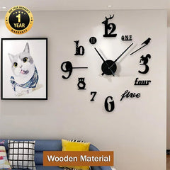 Big Size Clock With 12 Inch(Clock Hands) 3D Diy Wooden Digits Wall Clock(#121)