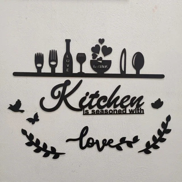 Kitchen is Seasoned with Love Wooden Wall Art