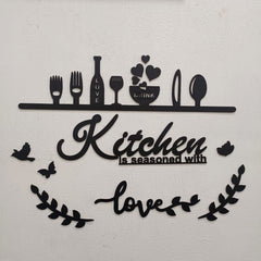 Kitchen is Seasoned with Love Wooden Wall Art