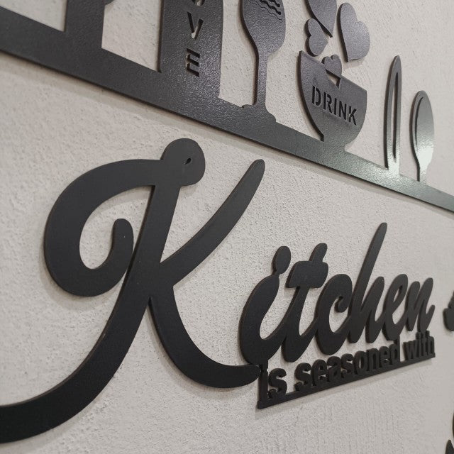 Kitchen is Seasoned with Love Wooden Wall Art