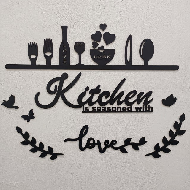 Kitchen is Seasoned with Love Wooden Wall Art