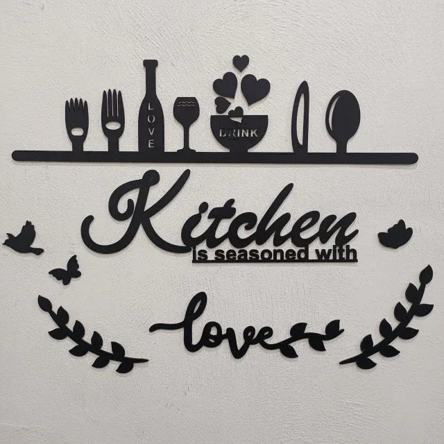 Kitchen is Seasoned with Love Wooden Wall Art