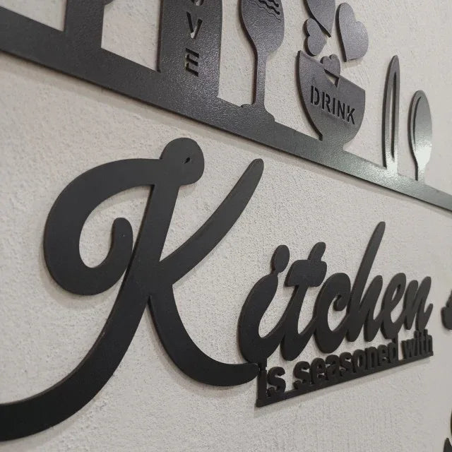 Kitchen is Seasoned with Love Wooden Wall Art