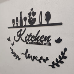 Kitchen is Seasoned with Love Wooden Wall Art