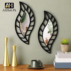 2 Pcs Decorative Acrylic Mirror Wall Decor Leaf Teardrop